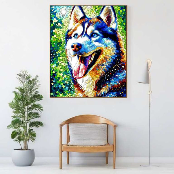 Paint by Numbers - Happy husky, portrait