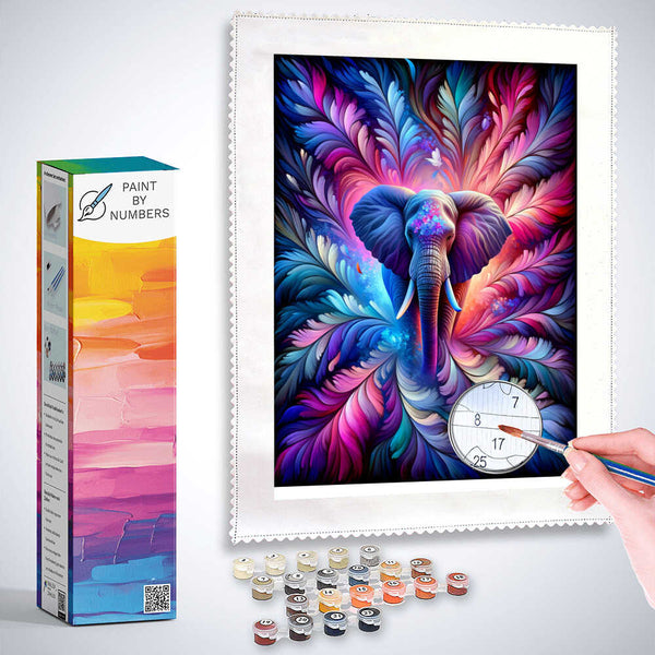 Paint by Numbers - Elephant Abstract Feathers