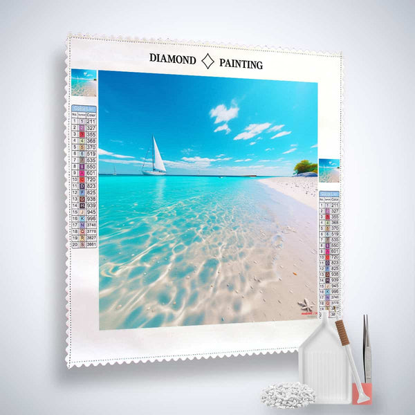 Diamond Painting - Coastal Magic kit with canvas, acrylic diamonds, tweezers, and application pen for Paint by Numbers.