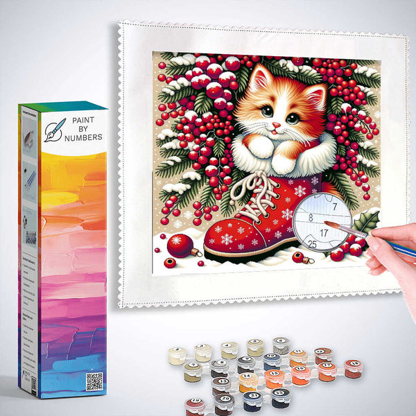 Paint by Numbers - Cat with Christmas Boots