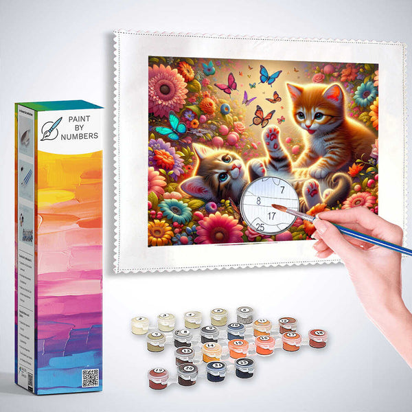 Paint by Numbers - Kitten catch butterfly