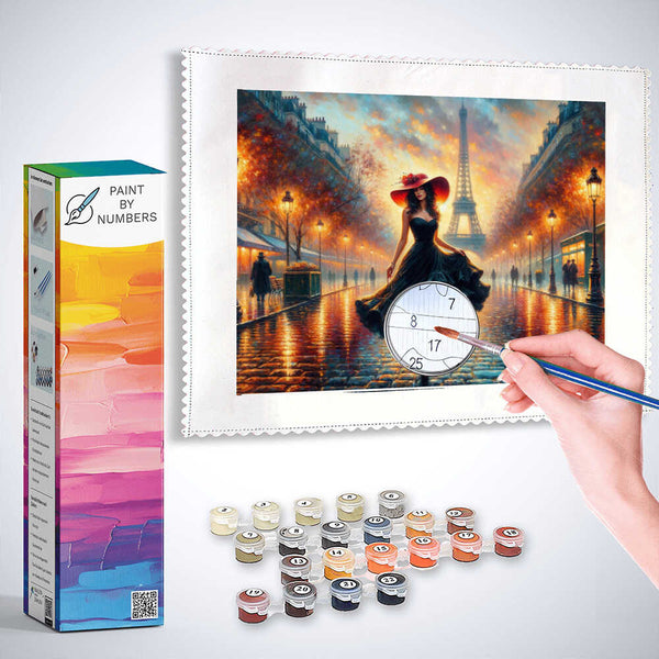 Woman walking through Paris - Paint by Numbers