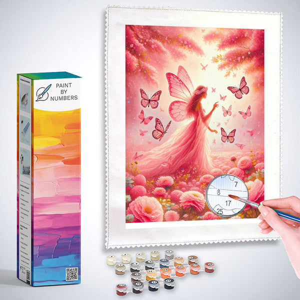 Paint by Numbers - Pink fairy with butterflies