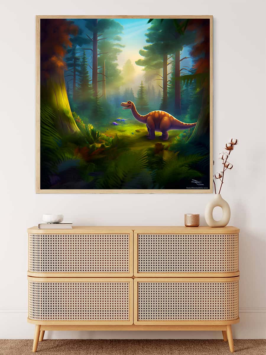 Malen nach Zahlen - Dinosaurier im Wald - hochwertige Leinwand - 170523, Dinosaurier, Neu eingetroffen, Quadratisch