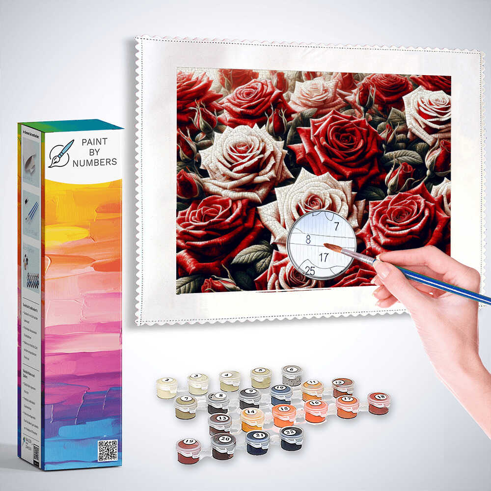 Paint by Numbers - Roses Arrangement in Red and White