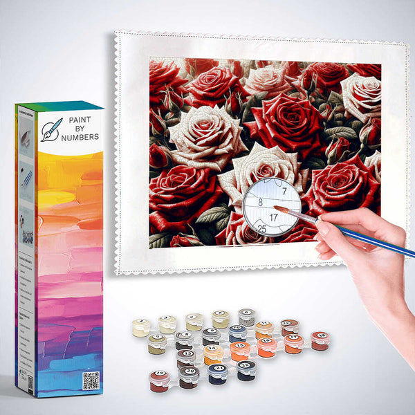 Paint by Numbers - Roses Arrangement in Red and White