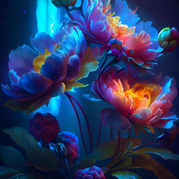 Malen nach Zahlen - Blumengesteck Neon - hochwertige Leinwand - 170523, Blumen, Neu eingetroffen, Vertikal