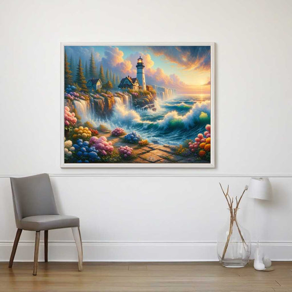 Lighthouse with waves - Paint by Numbers