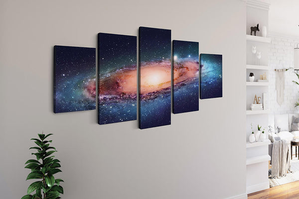 Malen nach Zahlen 5 teilig - Weltall, Leuchtende Galaxy - hochwertige Leinwand - multi5, neue_bilder