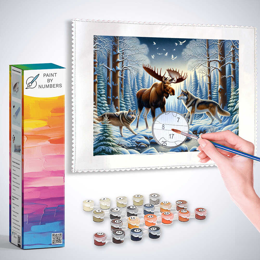 Moose, wolves - Paint by Numbers