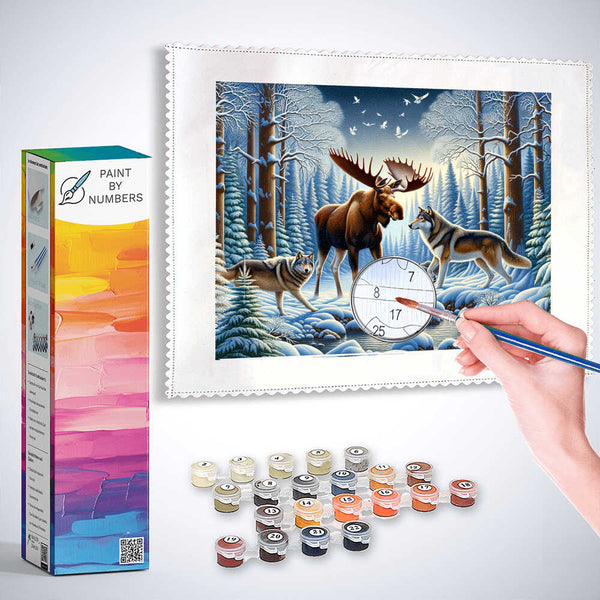 Moose, wolves - Paint by Numbers