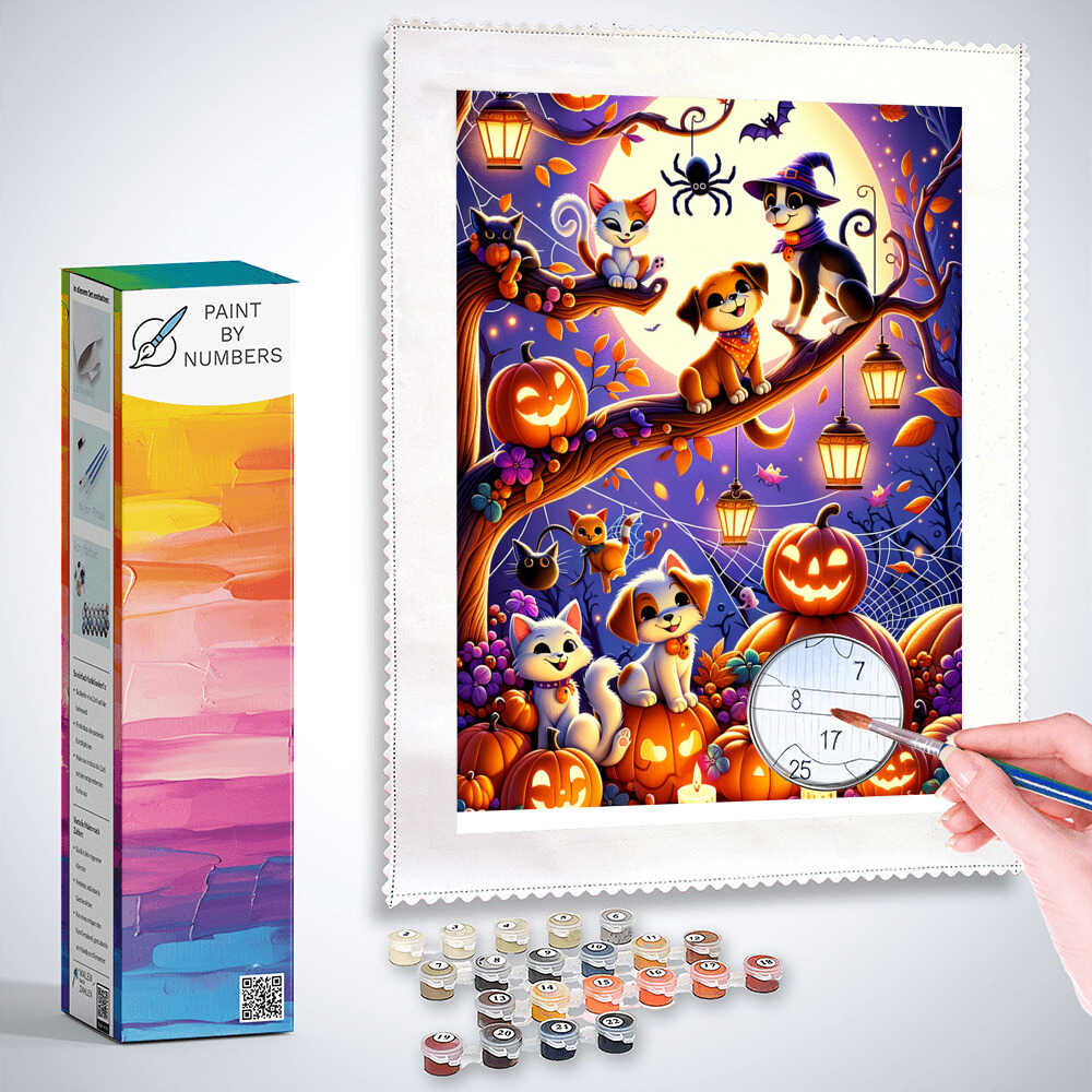 Paint by Numbers - Halloween Cats Dogs Spider