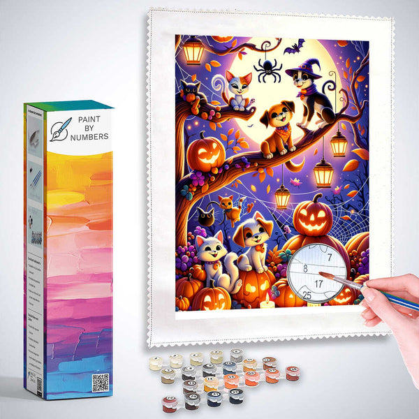 Paint by Numbers - Halloween Cats Dogs Spider