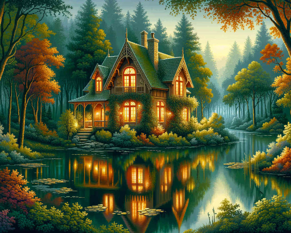 House in the forest, romantic - Paint by Numbers
