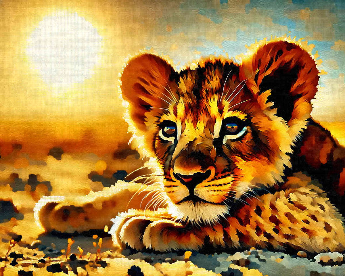 Paint by Numbers - Lion cub in the sun