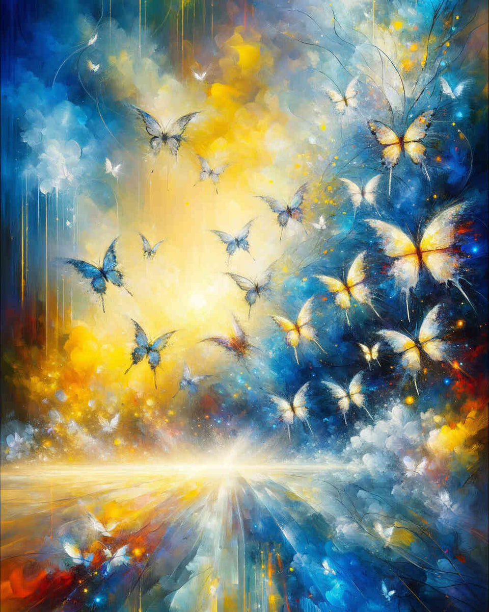 Paint by Numbers - Blue, yellow butterflies
