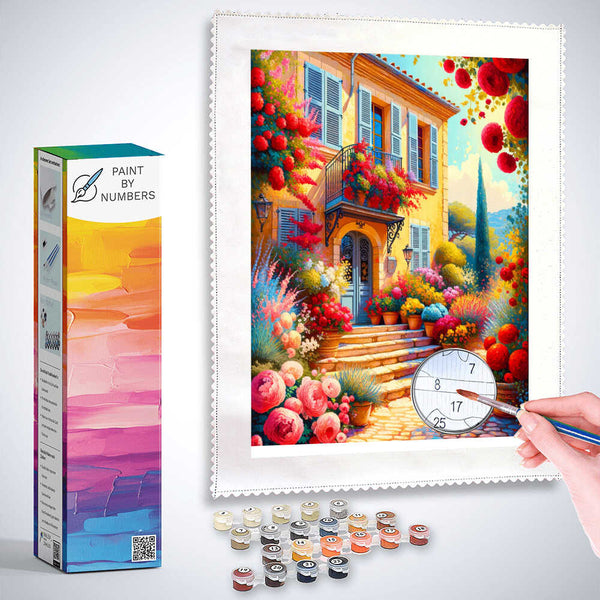 Mediterranean house with flowers - Paint by Numbers