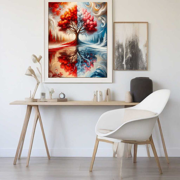 Paint by Numbers - Seasons tree, red tones