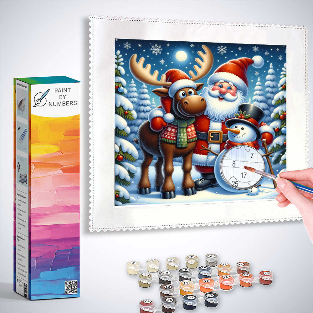 Paint by Numbers - Merry Christmas Elk and Snowman