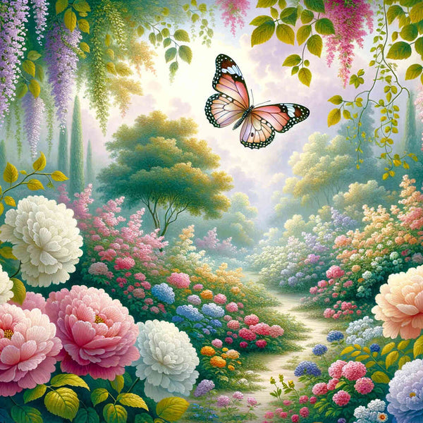 Paint by Numbers - Flower Tendril with Butterfly