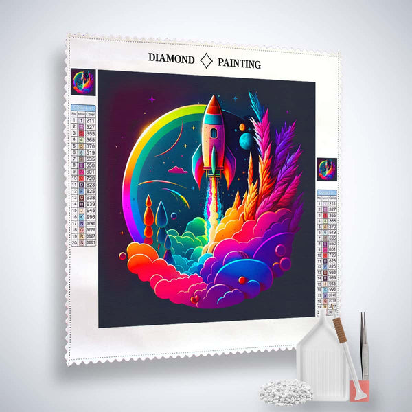 Diamond Painting Kit - Circular Rocket with Enhanced Acrylic Diamonds, Paint by Numbers Art on Professional Canvas