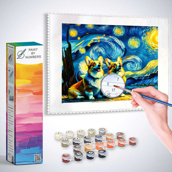 Paint by Numbers - Starry sky, Corgi