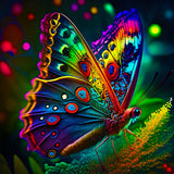 Radiant butterfly diamond painting kit, vibrant colors, sparkly art, Paint by Numbers, professional canvas, acrylic diamonds, artist's tools