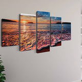 Malen nach Zahlen 5 teilig - Sonnenuntergang über dem Meer, Sanfter Wellengang - hochwertige Leinwand - multi5, neue_bilder
