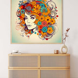 Diamond Painting - Frau mit Blumenfrisur - gedruckt in Ultra-HD - Menschen, Neu eingetroffen, Quadratisch