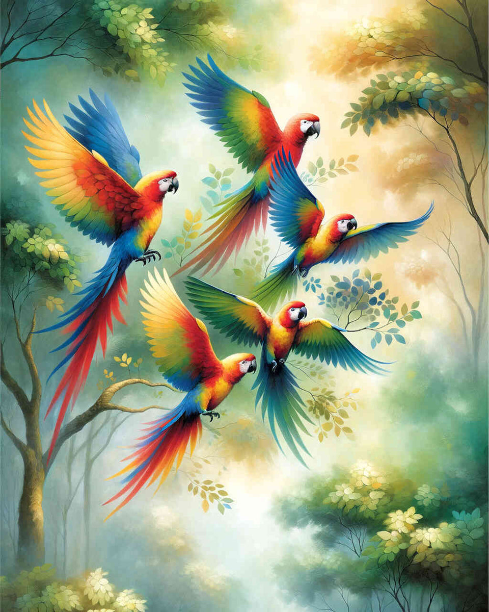 Paint by Numbers - Parrot Family