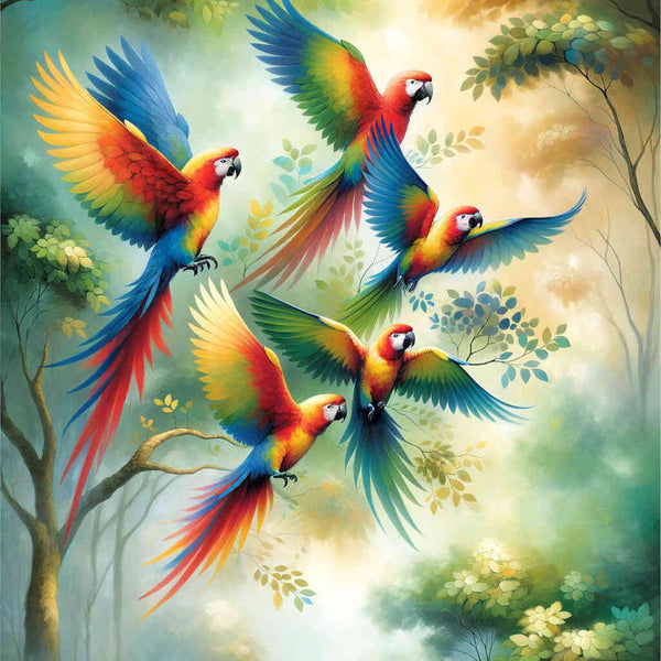 Paint by Numbers - Parrot Family