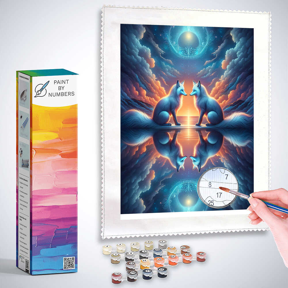 Paint by Numbers - Fox mirror image, colored