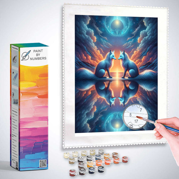 Paint by Numbers - Fox mirror image, colored