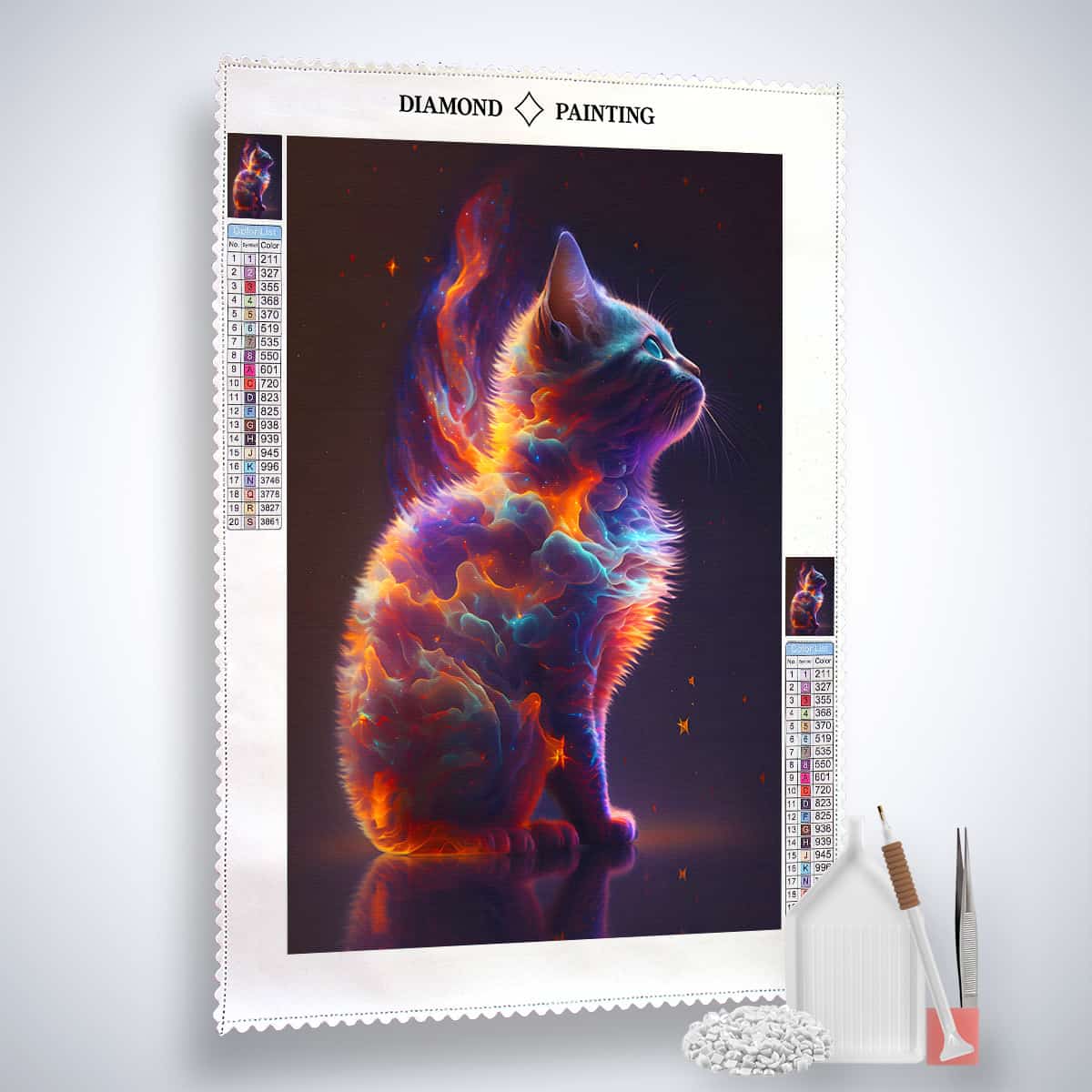 AB Diamond Painting - Rainbow Cat on Canvas with Paint by Numbers Kit and Tools