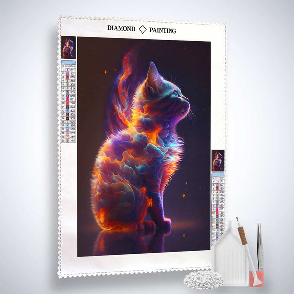 AB Diamond Painting - Rainbow Cat on Canvas with Paint by Numbers Kit and Tools