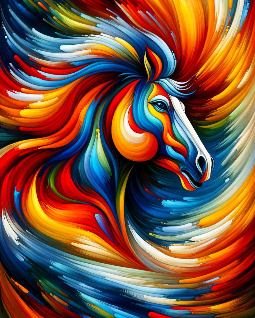 Horse, Colorful colors - Paint by Numbers