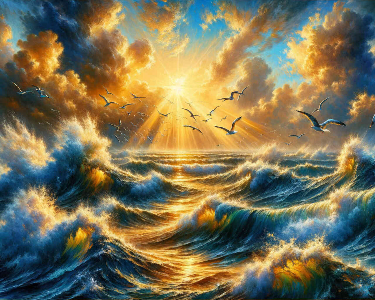 Sunrise, Rough sea - Paint by Numbers