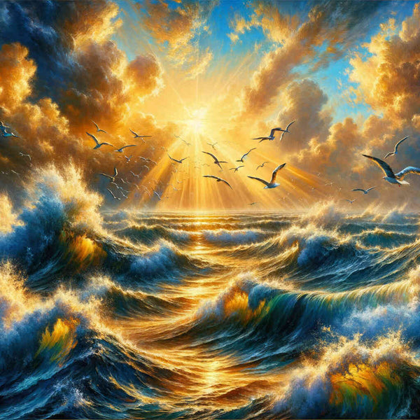Sunrise, Rough sea - Paint by Numbers