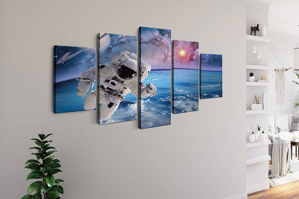 Malen nach Zahlen 5 teilig - Astronaut im Weltall über der Erde - hochwertige Leinwand - multi5, neue_bilder