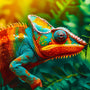Colorful chameleon in rainforest setting for AB Diamond Painting kit – Paint by Numbers art that sparkles