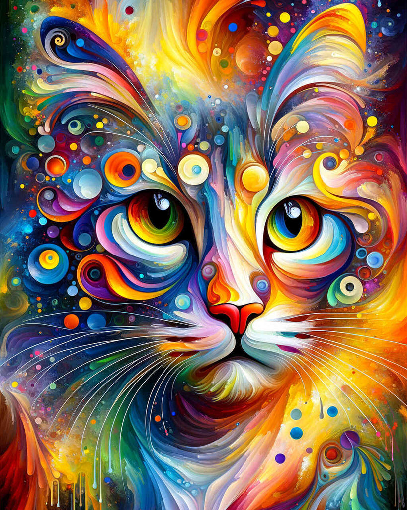 Cat from front, Abstract - Paint by Numbers