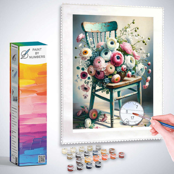 Paint by Numbers - Chair with Bouquet of Flowers