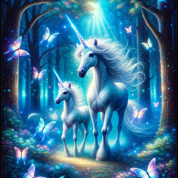 Unicorn mother with foal - Paint by Numbers
