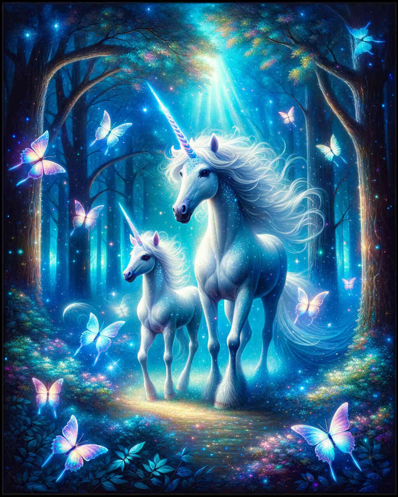 Unicorn mother with foal - Paint by Numbers