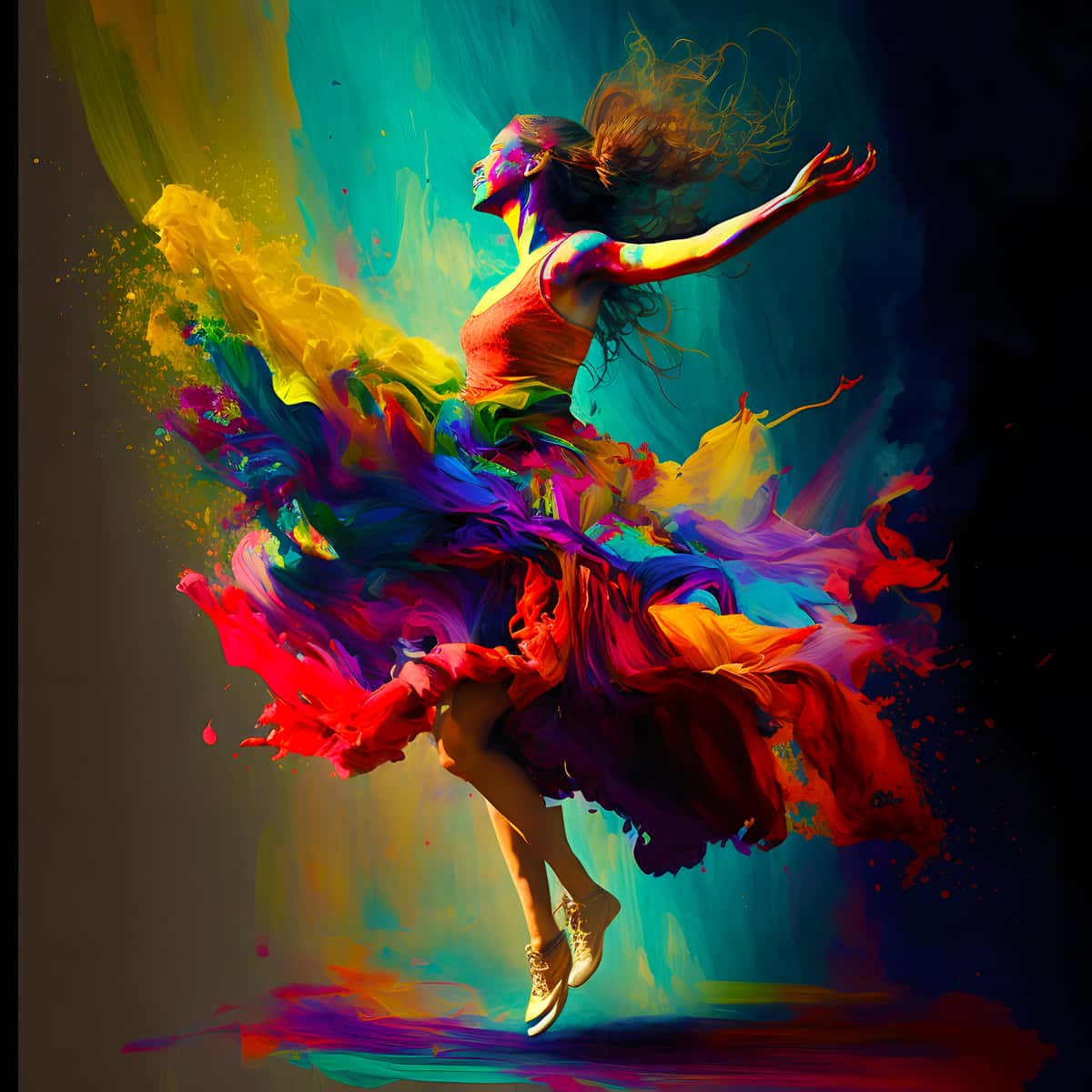 AB Diamond Painting - Bunter Tanz mit Frau - gedruckt in Ultra-HD - AB Diamond, Ballerina, Menschen, Neu eingetroffen, Quadratisch