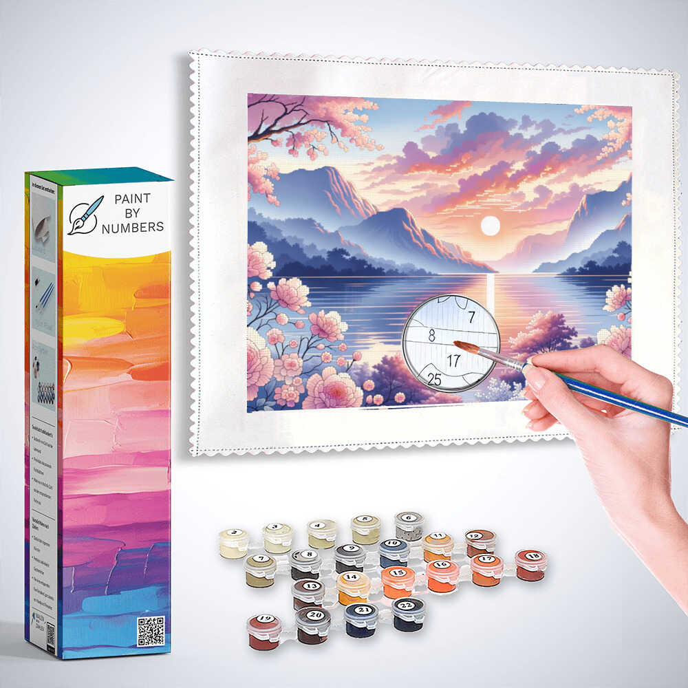 Paint by Numbers - Romantic lake, mountains