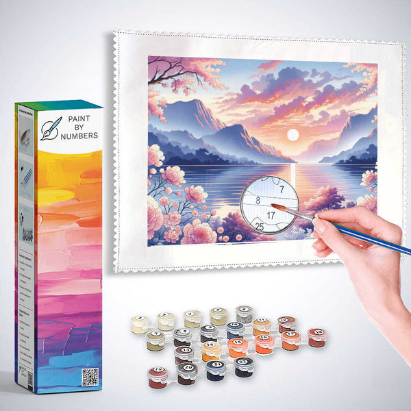 Paint by Numbers - Romantic lake, mountains