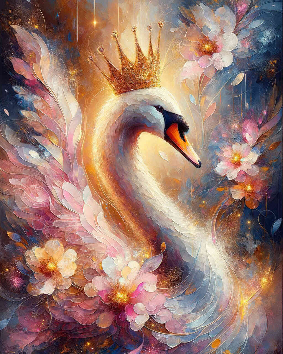 Swan with crown - Paint by Numbers