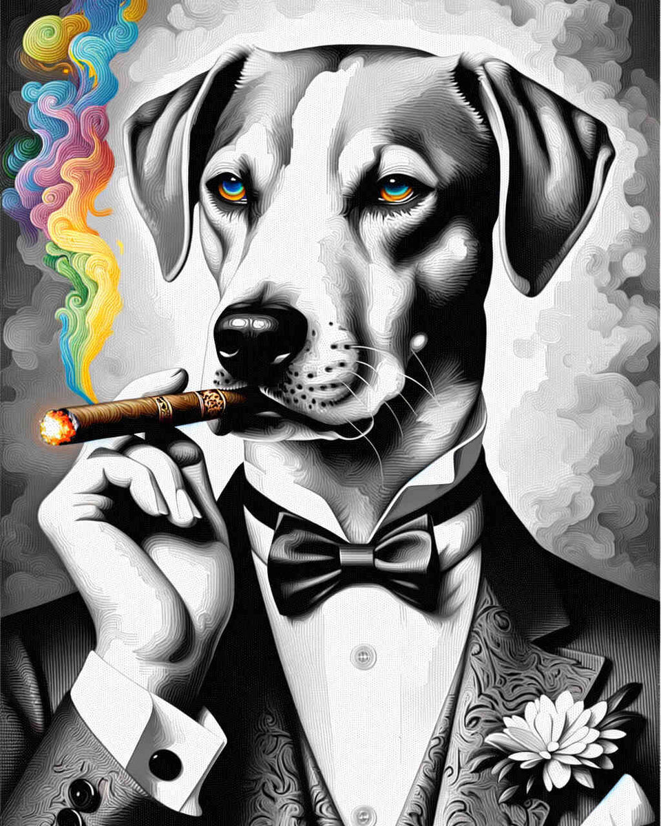 Cigar smoking dog - Paint by Numbers