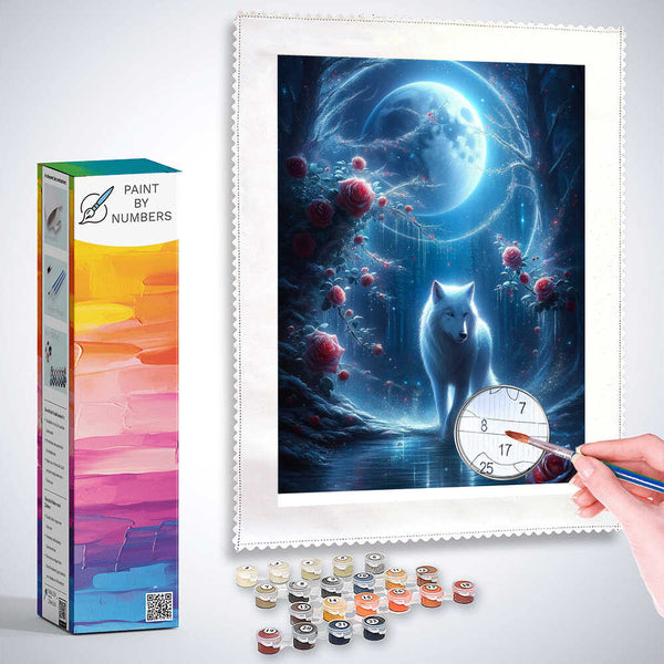 Paint by Numbers - Wolf in the Night Forest